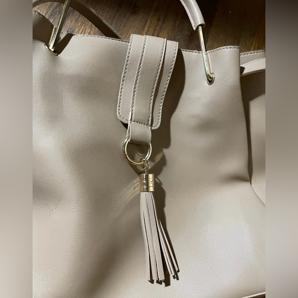 Yoki Taupe Satchel with Tassel - Picture 4 of 12